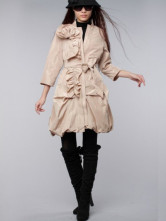 Mode Beige Manches longues en soie organza femmes d  'pardessus