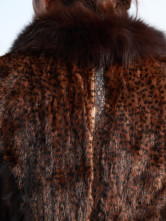 Gorgeous mouton Brown Mink Leopard Fox col de fourrure Manteau femme