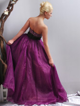Preciosa novia de organza de raso de Borgoña vestido de noche