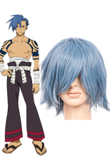 Light Blue 35cm Gurren Lagann kamina Nylon Cosplay Wig