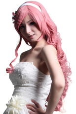Perruque rose de 80cm en nylon de cosplay de VOCALOID MEGURINE LUKA 