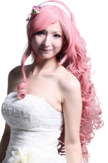 Perruque rose de 80cm en nylon de cosplay de VOCALOID MEGURINE LUKA 
