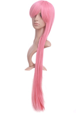Perruque de cosplay rose et droite de 80cm en nylon   