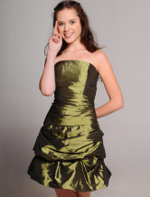Strapless Pick-Up Skirt Beaded Taffeta Cocktail Homecoming Dress