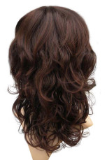 55cm Rouge Fringe Brown incliné bouclés perruque Fashion Girls Nylon