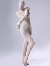 Alluring Beige Unisex Silk Lycra Sheer Zentai Suit