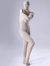 Alluring Beige Unisex Silk Lycra Sheer Zentai Suit