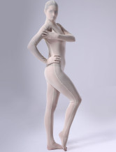 Alluring Beige Unisex Silk Lycra Sheer Zentai Suit