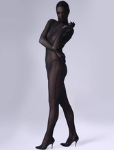 Classic Unisex Black Sheer Silk Lycra Zentai Suit