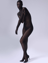 Classic Unisex Black Sheer Silk Lycra Zentai Suit