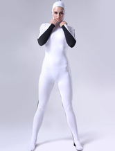 Black And White Open Face Lycra Catsuit For Women