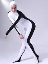 Black And White Open Face Lycra Catsuit For Women