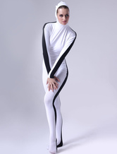 Black And White Open Face Lycra Catsuit For Women