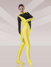 Black And Yellow Lycra Lace Unisex Zentai Suits