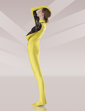 Black And Yellow Lycra Lace Unisex Zentai Suits