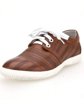 Comfortable Aokang Brown Lace Tie Round Toe Cowhide Men Shoes
