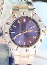 Hot Dark Blue And Silver Analogue Mechanical Stainless Steel Alloy Men's Watch