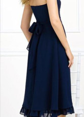 Fabulous Strapless Sweetheart Bow Chiffon Summer Cocktail Dress