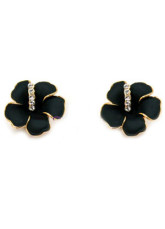 Belle Black or Boucles d'oreilles en alliage zircon fleur Femmes