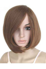 45cm Golden Brown Long Bang Nylon Womens Fashion Wig