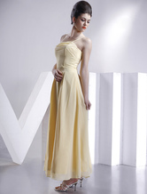 Casual Spaghetti Tea Length Pleated Satin Bridesmaid Dress