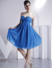 Blue Sweetheart Beaded Satin Taffeta Silk Prom Dress