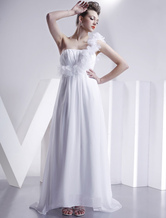 A-line One Shoulder Chiffon Wedding Dress