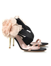 Romantique rose 3 1 / 2  "Sandales talon satin Fashon pour les femmes