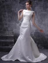 Gorgeous White Satin Sleeveless A-line Bridal Dress