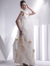 Lace Casual Spaghetti Applique Off-The-Shoulder Floor Length Satin Maternity Wedding Dress