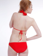 Nice Red Chinlon Halter Tanga Womens Monokini Swimsuit
