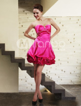 Strapless Beaded Satin Cocktail Homecoming Dress
