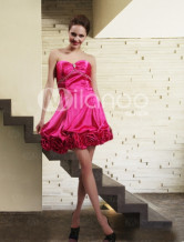 Strapless Beaded Satin Cocktail Homecoming Dress