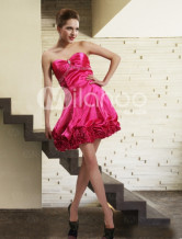 Strapless Beaded Satin Cocktail Homecoming Dress