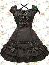 Robe de lolita classique Noeud Coton Noire 