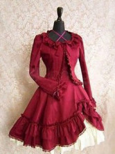 Robe classique de Lolita en coton de manches longues avec ride