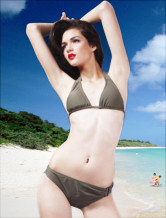 Armée Pretty Green Chinlon Tanga Halter Bikini maillot de bain pour femmes