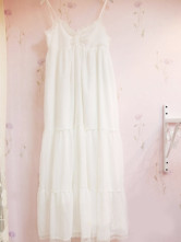 Modern Bohême spaghetti chiffon blanc Femmes robe Maxi sandbeach