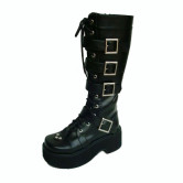 Sexy Black 2 3/4'' Chunky High Heel High Platform Buckles PU Lolita Boots