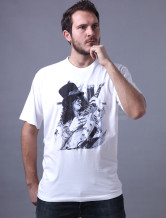 Cool White Cotton manchons d'impression col rond 100% à court Hommes T-shirt