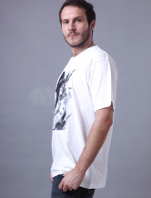 Cool White Cotton manchons d'impression col rond 100% à court Hommes T-shirt