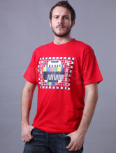 Coton uniques Rouge manchons d'impression col rond 100% à court Hommes T-shirt