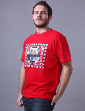 Coton uniques Rouge manchons d'impression col rond 100% à court Hommes T-shirt