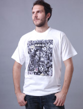 Confortable blanc col rond manches Impression courtes 100% coton pour hommes T-shirt