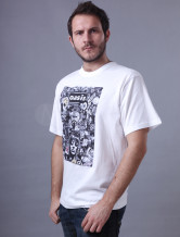 Confortable blanc col rond manches Impression courtes 100% coton pour hommes T-shirt