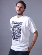 Confortable blanc col rond manches Impression courtes 100% coton pour hommes T-shirt