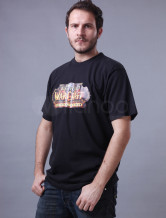Qualité noir col rond manches courtes 100% coton pour hommes T-shirt