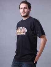 Qualité noir col rond manches courtes 100% coton pour hommes T-shirt