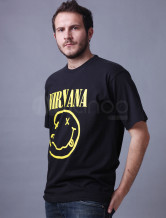 Coton noir mignon manches courtes col rond 100% Hommes T-shirt