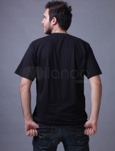 Coton noir mignon manches courtes col rond 100% Hommes T-shirt